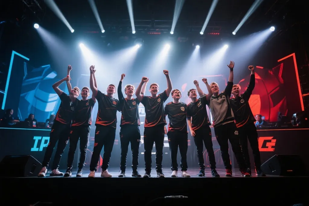 电竞选手庆祝胜利